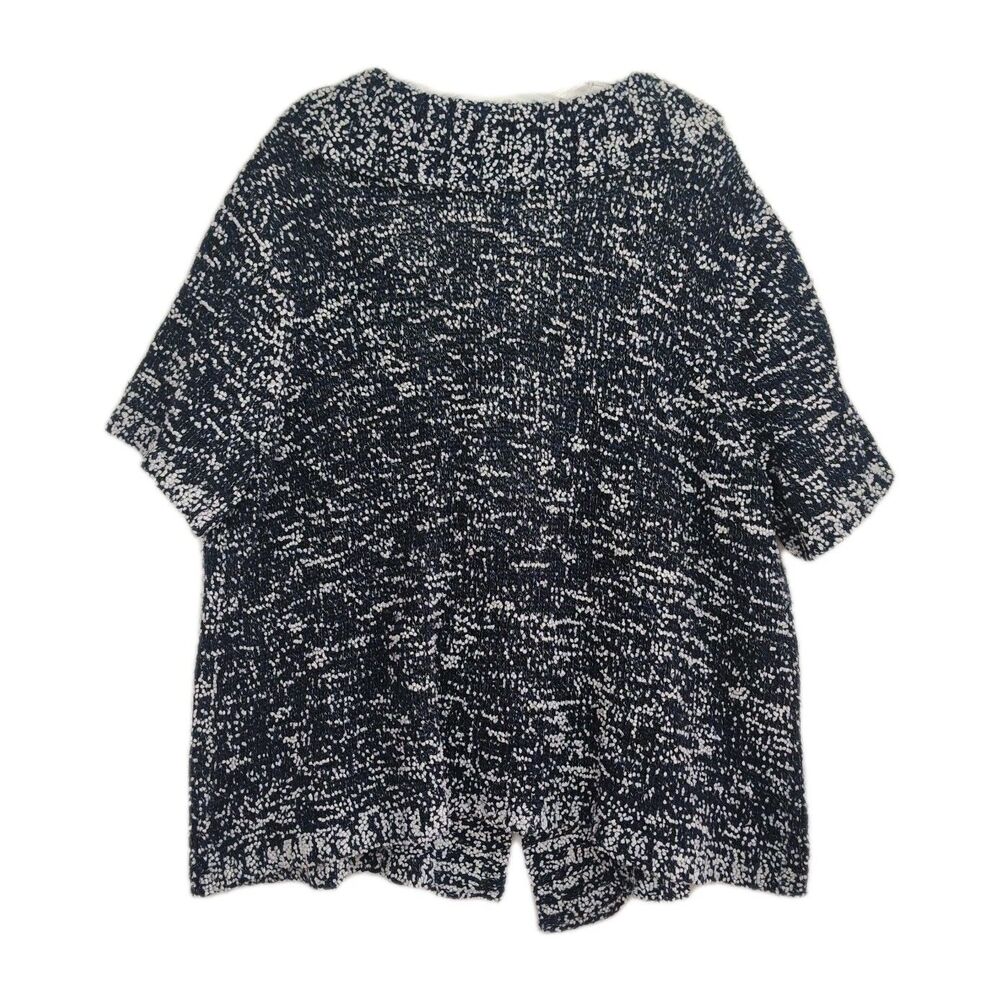 CJ Banks Cardigan Sweater Women's 3X Blue/White Textured One Button Short Sleeve - Picture 2 of 7
